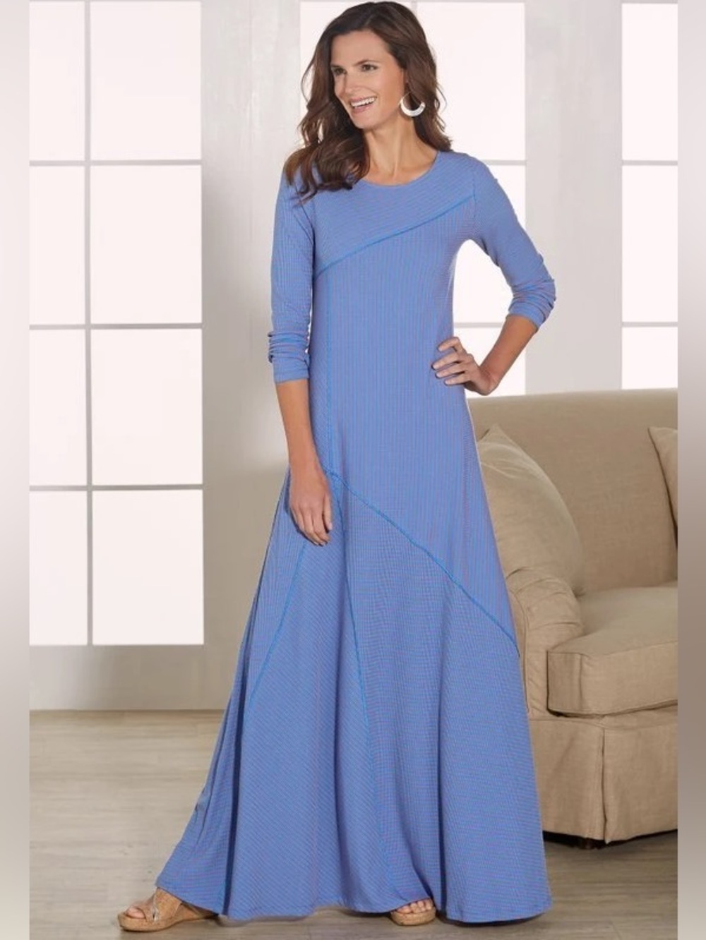 Soft Surroundings Asymmetrical Striped Midi Dress Size XL Riley Dress - Picture 1 of 10